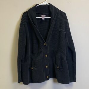 Laura Scott Black Ribbed Cardigan